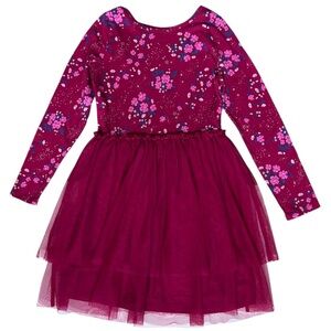 ✅ 5 for $25 - Carter's Fuchsia Floral Long-Sleeve Tulle Dress, Size 12